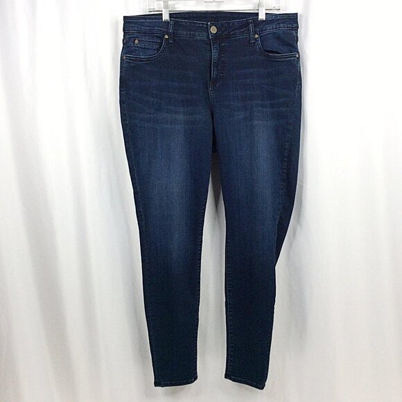 Kut from the Kloth Toothpick Skinny Jeans Womens Size 16W Blue Dark Wash Stretch - Picture 1 of 8